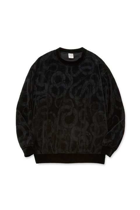 JQ VELOUR CREW NECK CS ＜SNAKE PATTERN＞ / ブラック