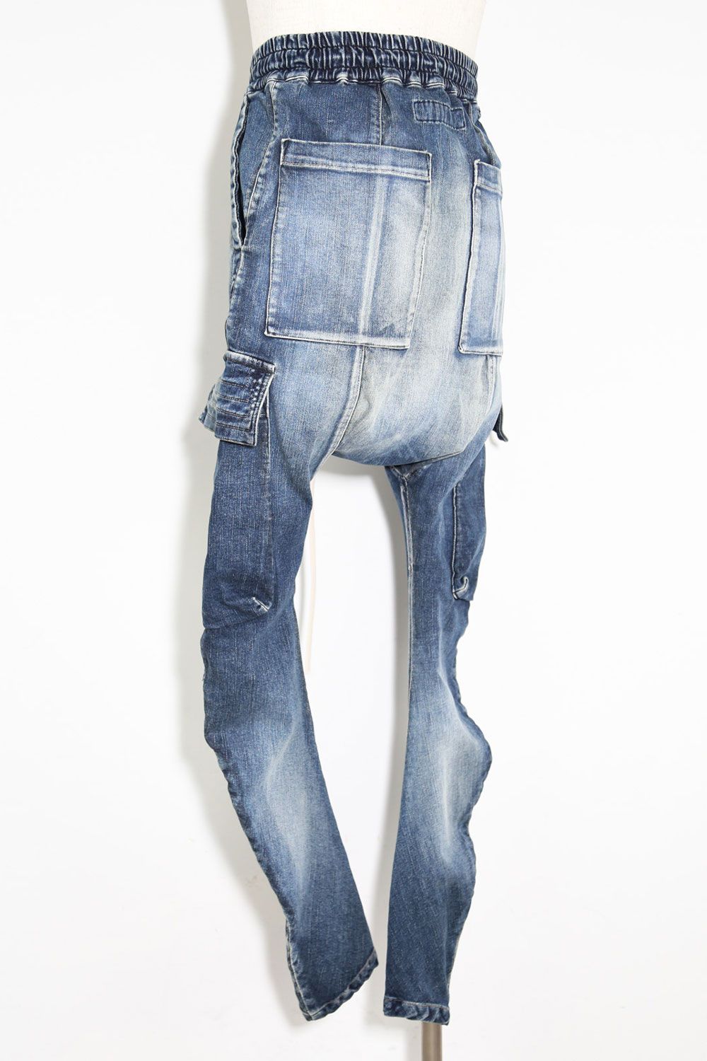 ストレッチデニムサルエルカーゴパンツ / Indigo Stretch Denim Saeouel Cargo Skinny Pants / インディゴ / ag-5044-2