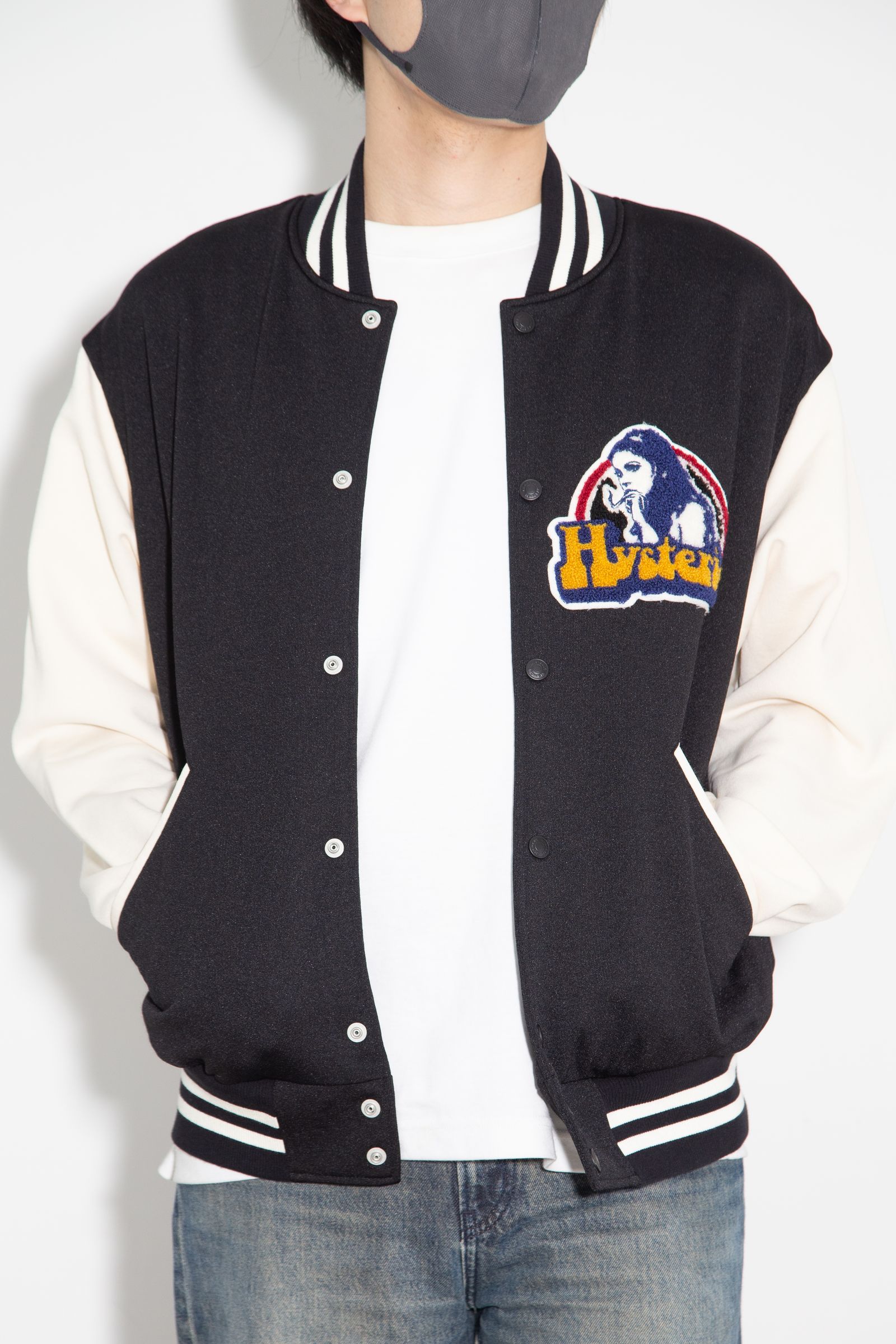 SMOKING GIRLワッペン スタジャン / ブラック