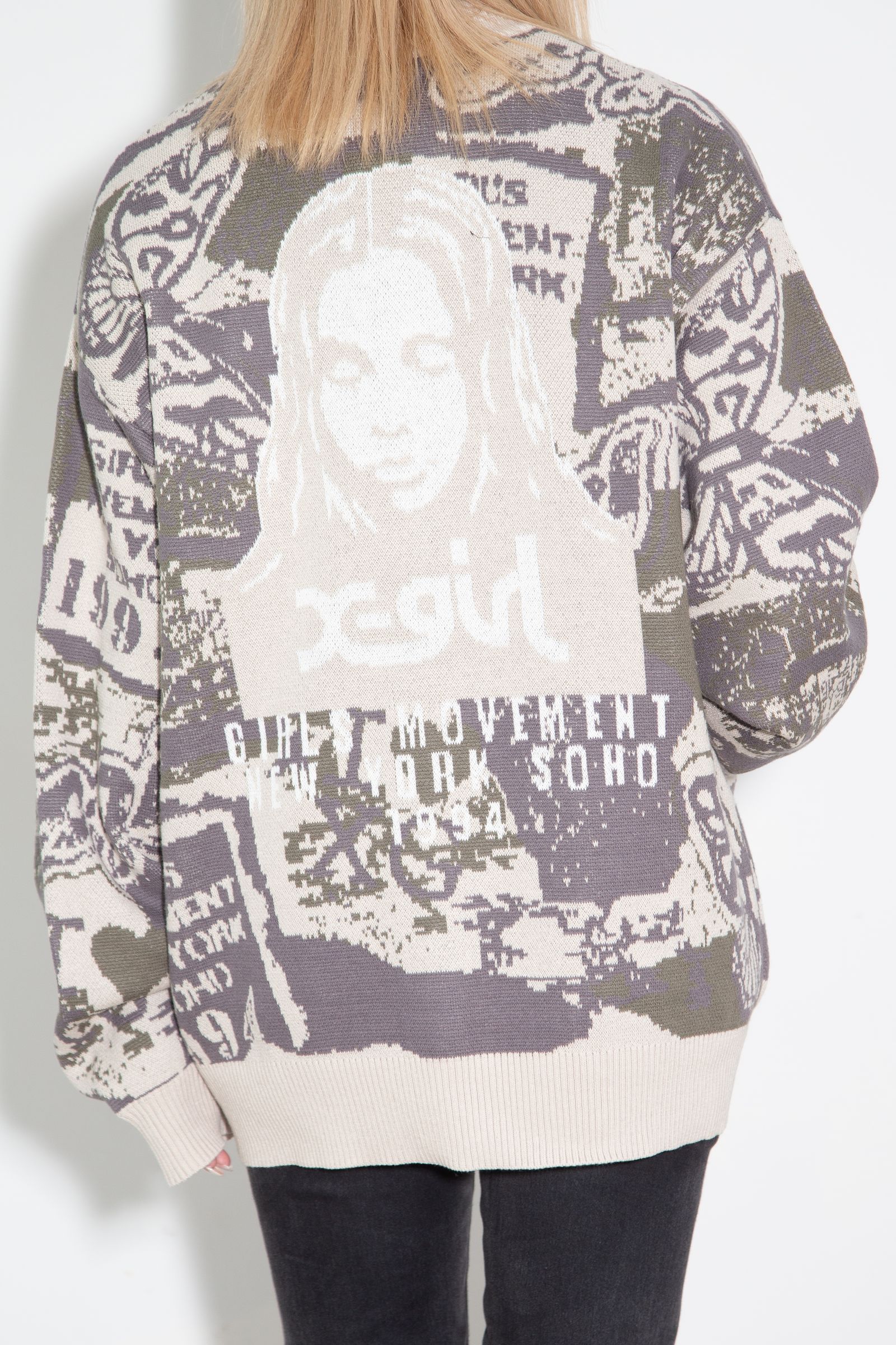 COLLAGE GRAPHIC JACQUARD KNIT CARDIGAN / オリーブ