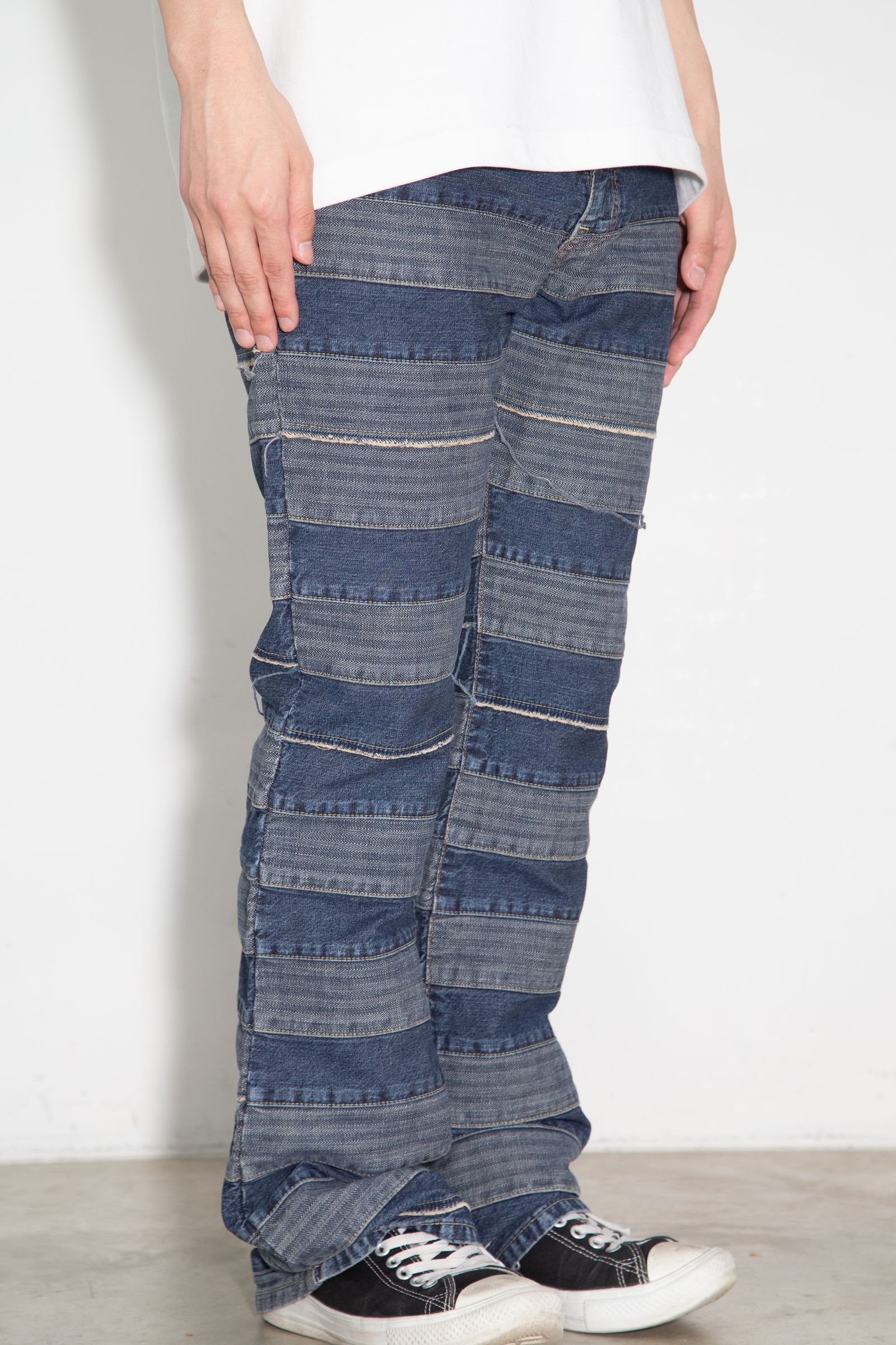 スクラッチフレアデニムパンツ / ライトインディゴ