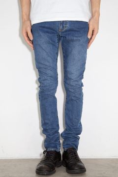 SUPIMA CO STRETCH DENIM SLIM CURVE JEANS / ライトネイビー