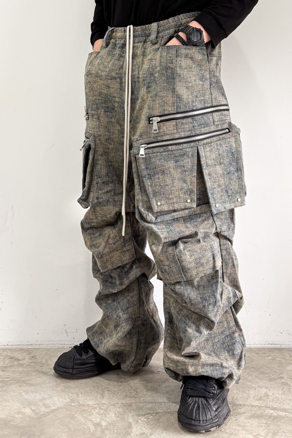 BLENDED SHADES DENIM CARGO TUCK WIDE PT / スチールブルー