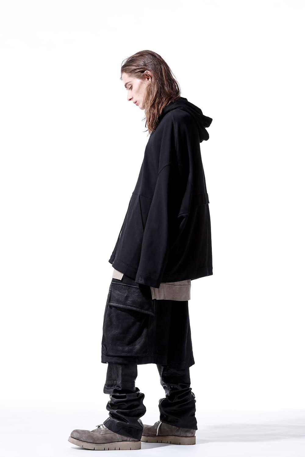スウェットドルマンジップフーディ / Sweat Dolman Zip Hoodie / ブラック