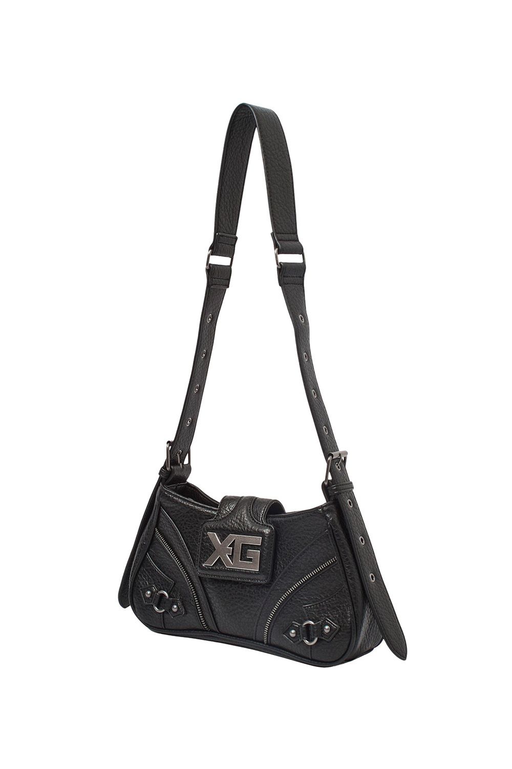 XG EMBLEM BUCKLE PANELED SHOULDER BAG / ブラック