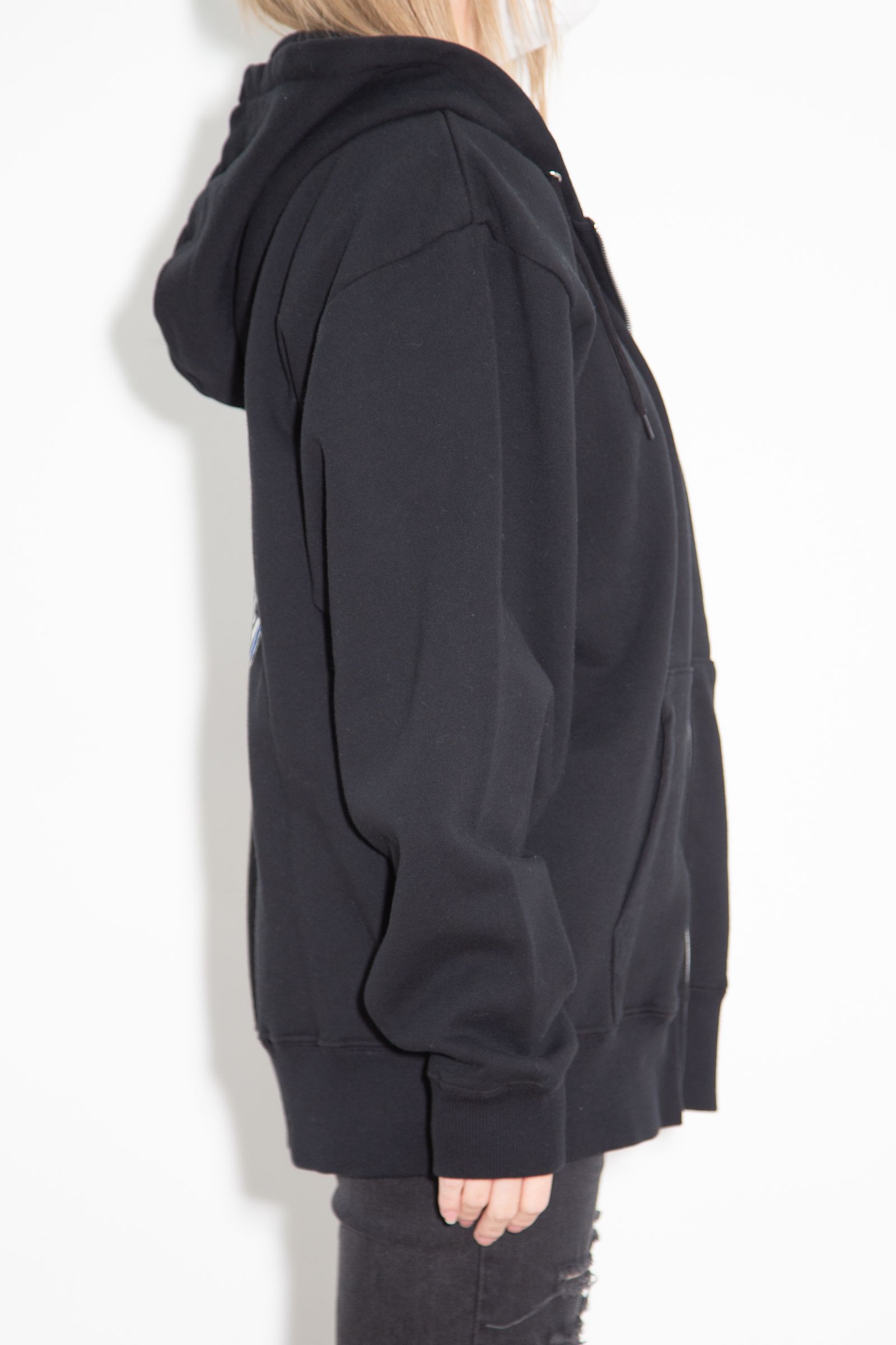 CIRCLE LOGO AND FACE ZIP UP SWEAT HOODIE / ブラック