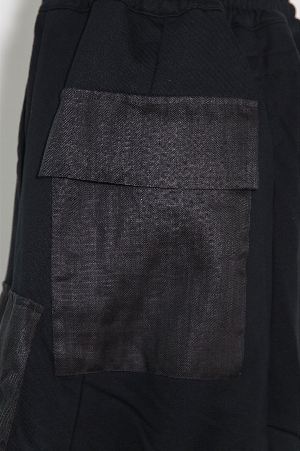 リネンコンビスウェットショーツ / Linen Combi Sweat Shorts / ブラック / ag-11035