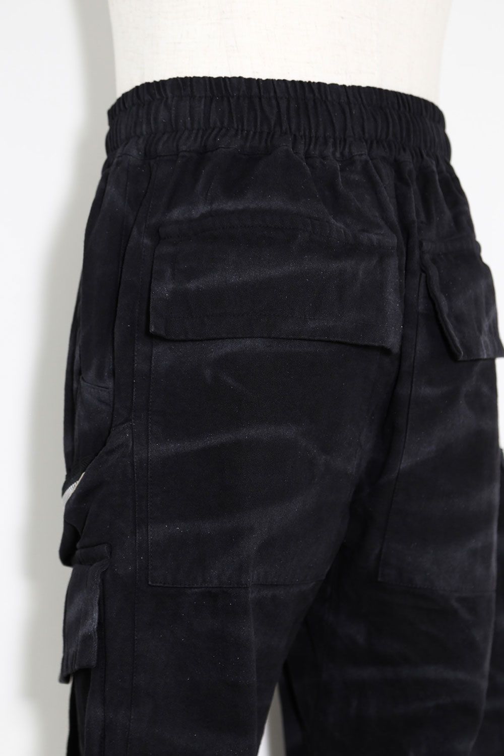 ヴィンテージ染めジップカーゴパンツ / Vintage Dyed Zip Long Pants / ブラック / ag-7036-1
