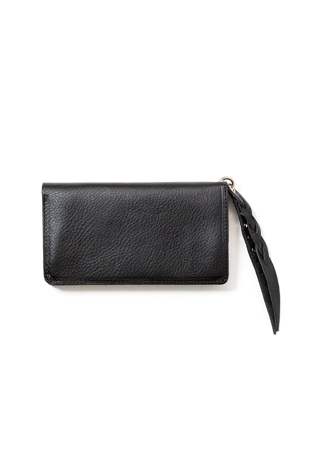 PLANE LEATHER LONG WALLET ＜STUDS CHARM＞ / ブラック