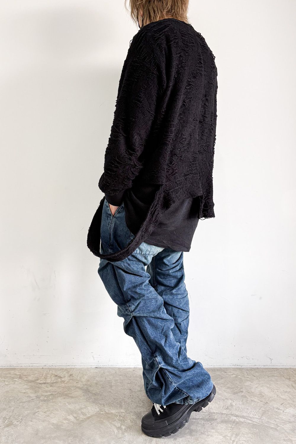 デニムタックスリムバギーパンツ / Denim Tuck Slim Baggy Pants / ブルー / ag-8060