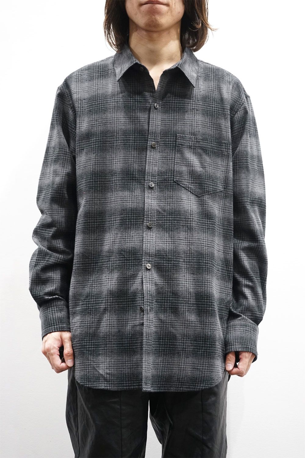 brushed check dress shirt