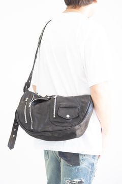 JAPAN CALF GARMENT-WASH RIDERS SHOULDER BAG / ブラック