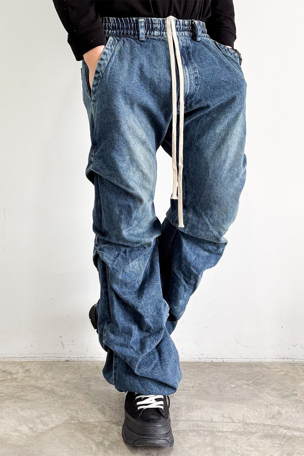 デニムタックスリムバギーパンツ / Denim Tuck Slim Baggy Pants / ブルー / ag-8060
