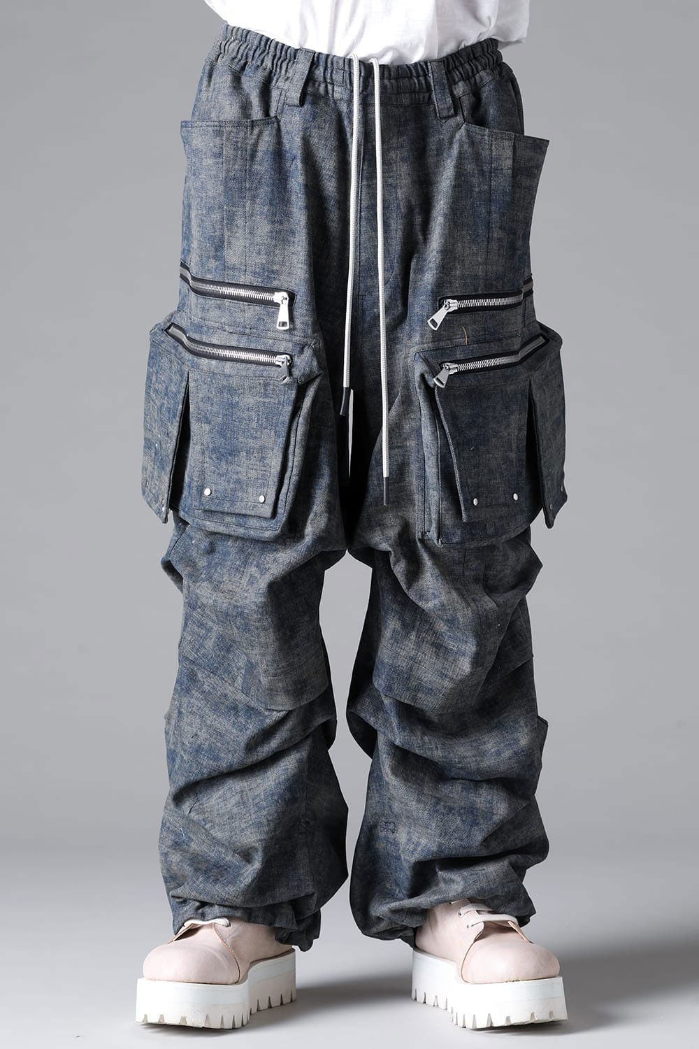 BLENDED SHADES DENIM CARGO TUCK WIDE PT / スチールブルー
