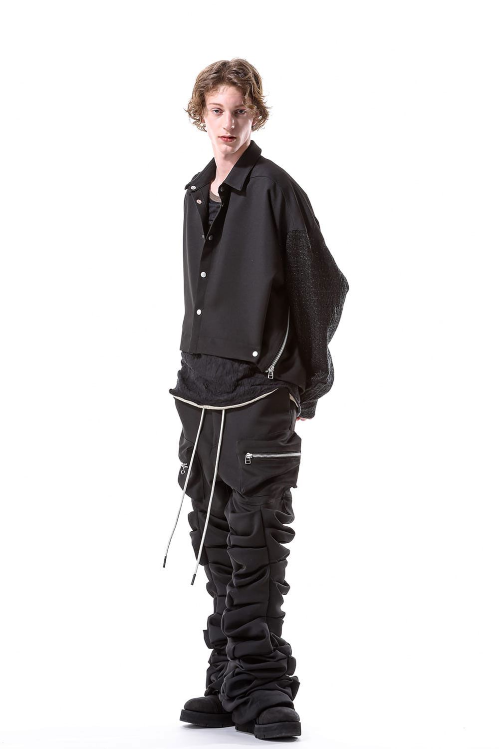 ツイル"モンスタータック"フレアバギーパンツ / Twill Tuck Flare Baggy Pants / ブラック / ag-10031-3