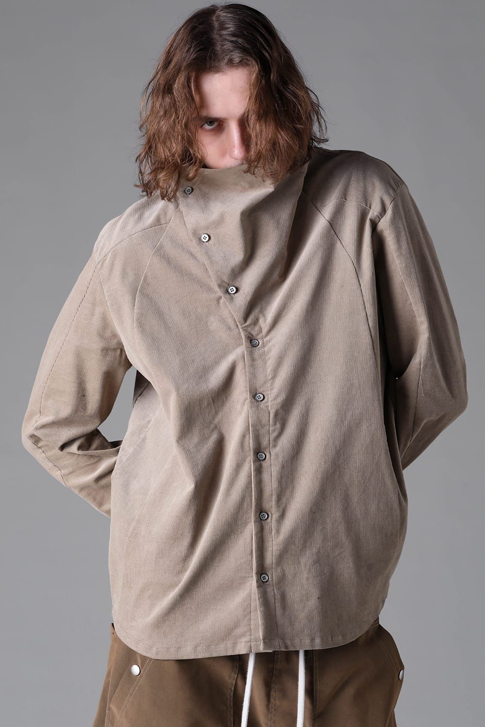 Fluid Corduroy High-Neck Shirts
