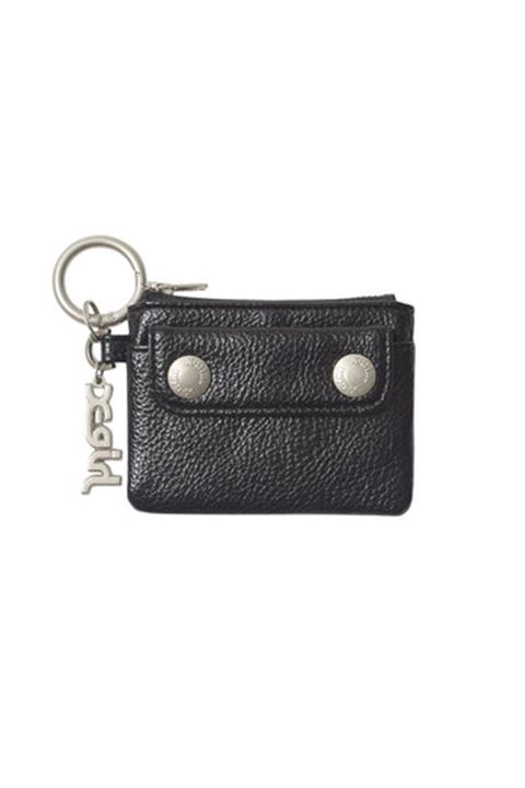 MILLS LOGO CHARM FAUX LEATHER COMPACT WALLET / ブラック