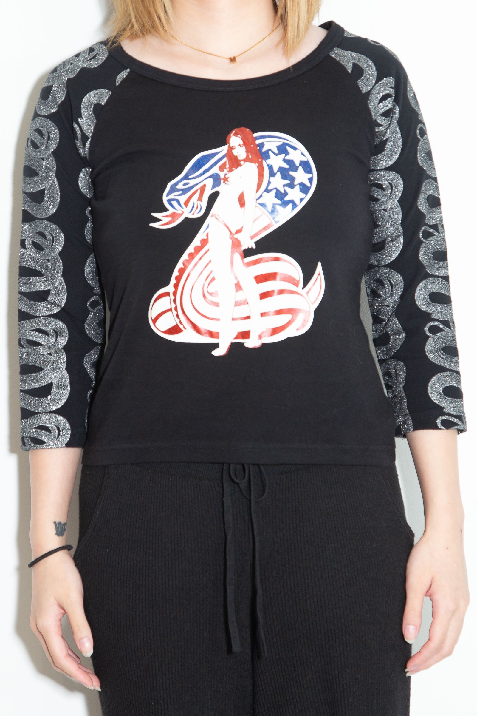 COBRA 七分袖チビTシャツ / ブラック