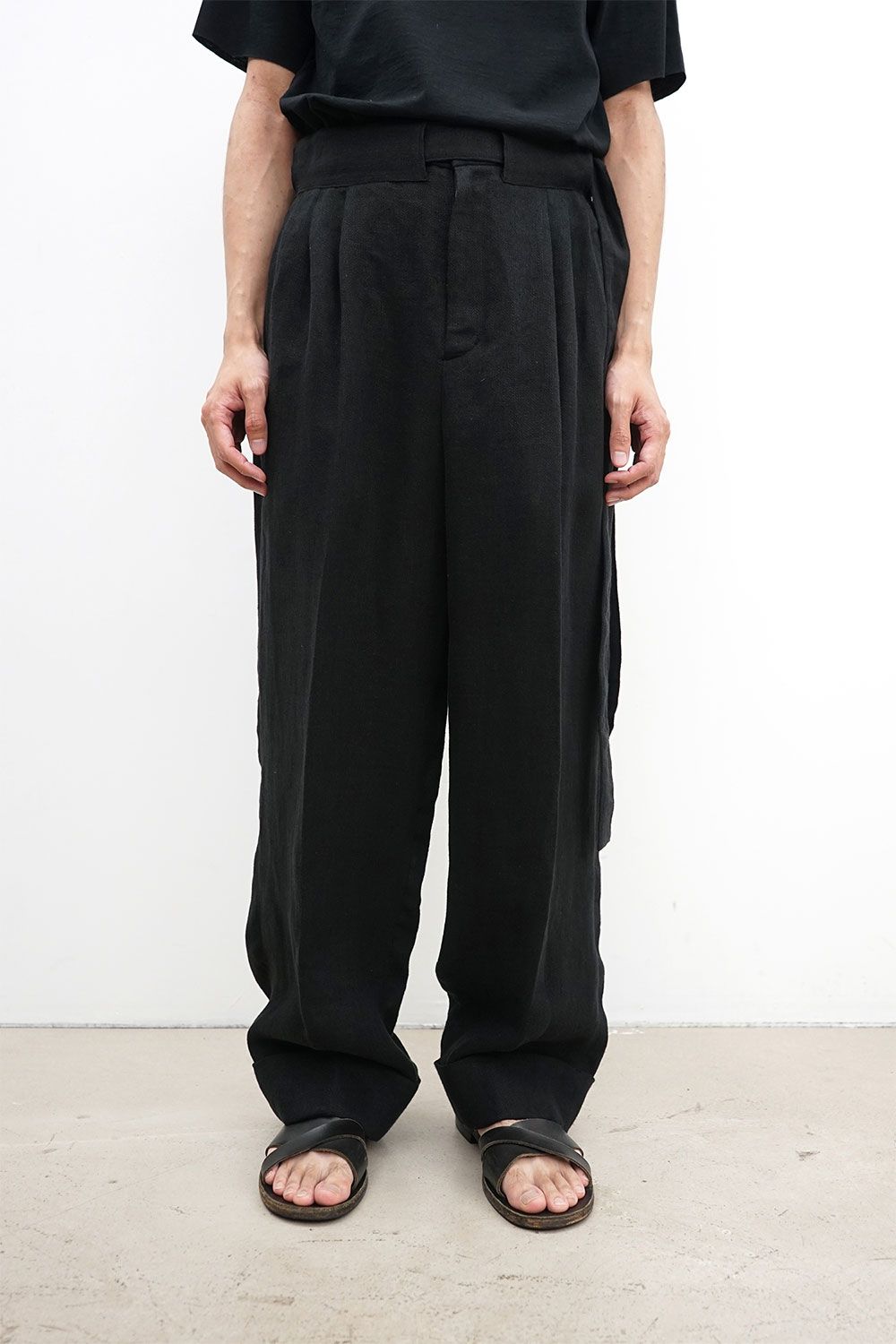 Broken Washer Double Hem Pants with Matching Belt