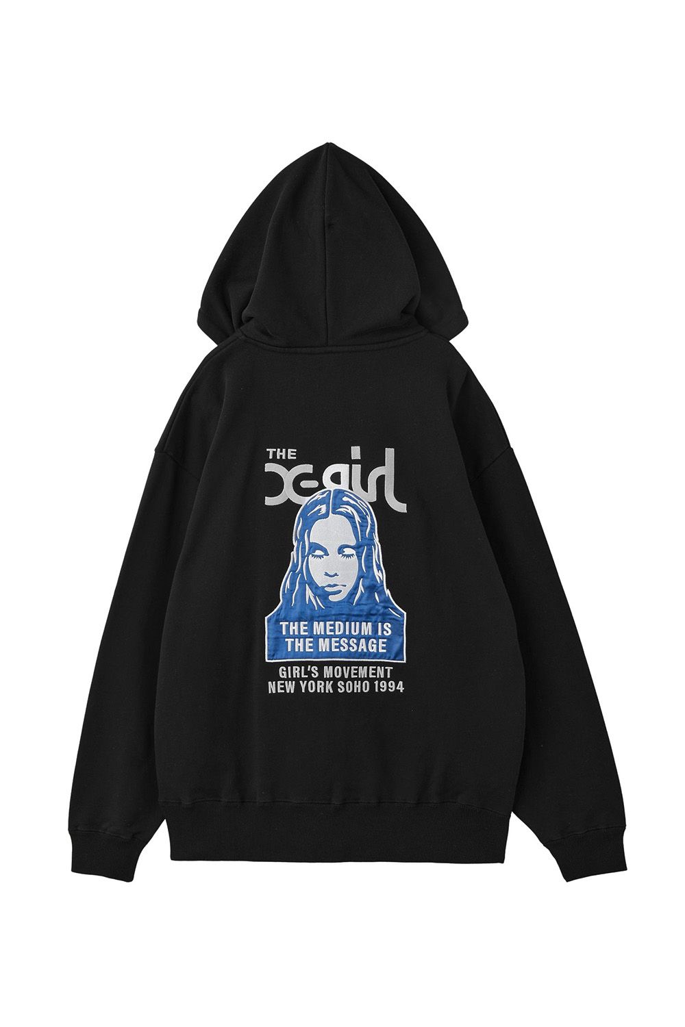 FACE PATCH AND LOGO ZIP UP SWEAT HOODIE / ブラック