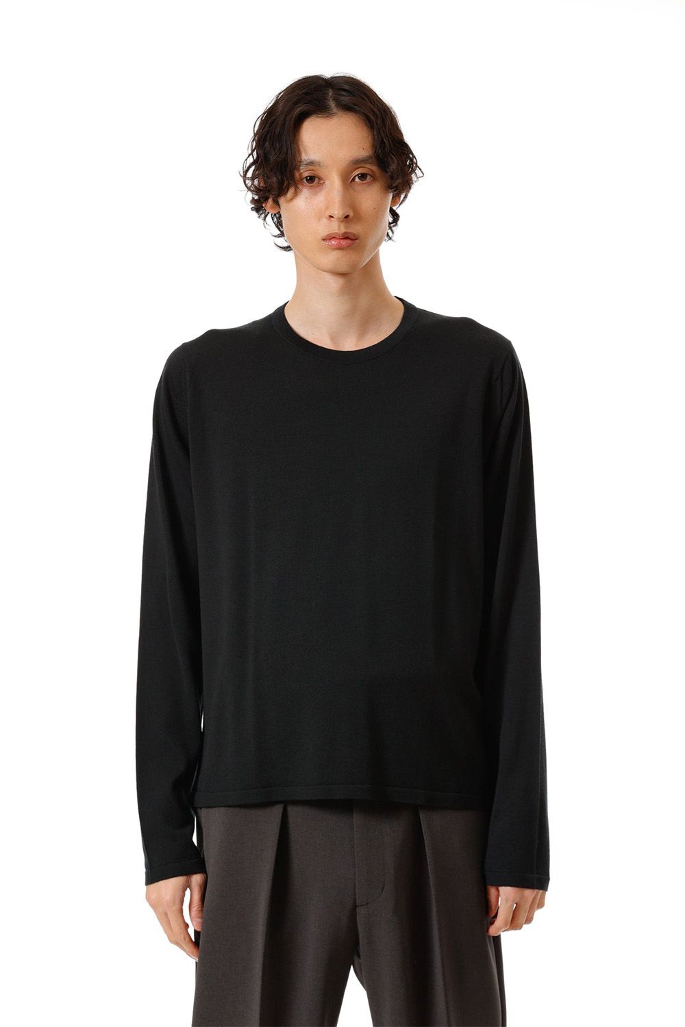 × JOHN SMEDLEY MERINO EXTRAFINE WELTED CREW NECK L/S / ブラック