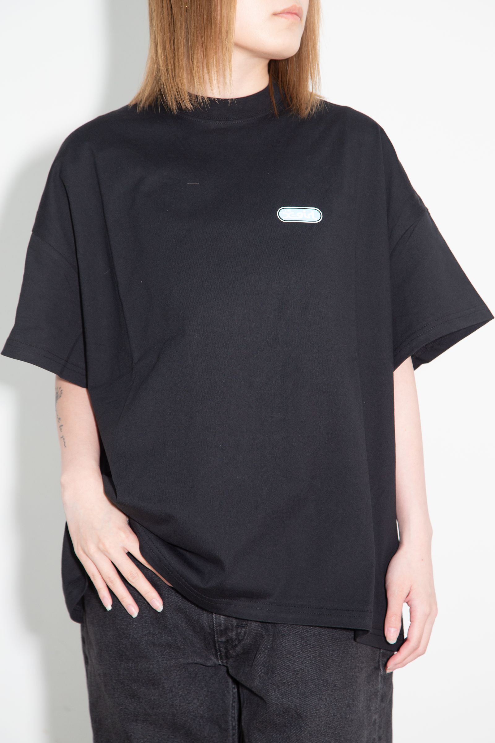 CIRCLE LOGO AND FACE S/S BIG TEE DRESS / ブラック