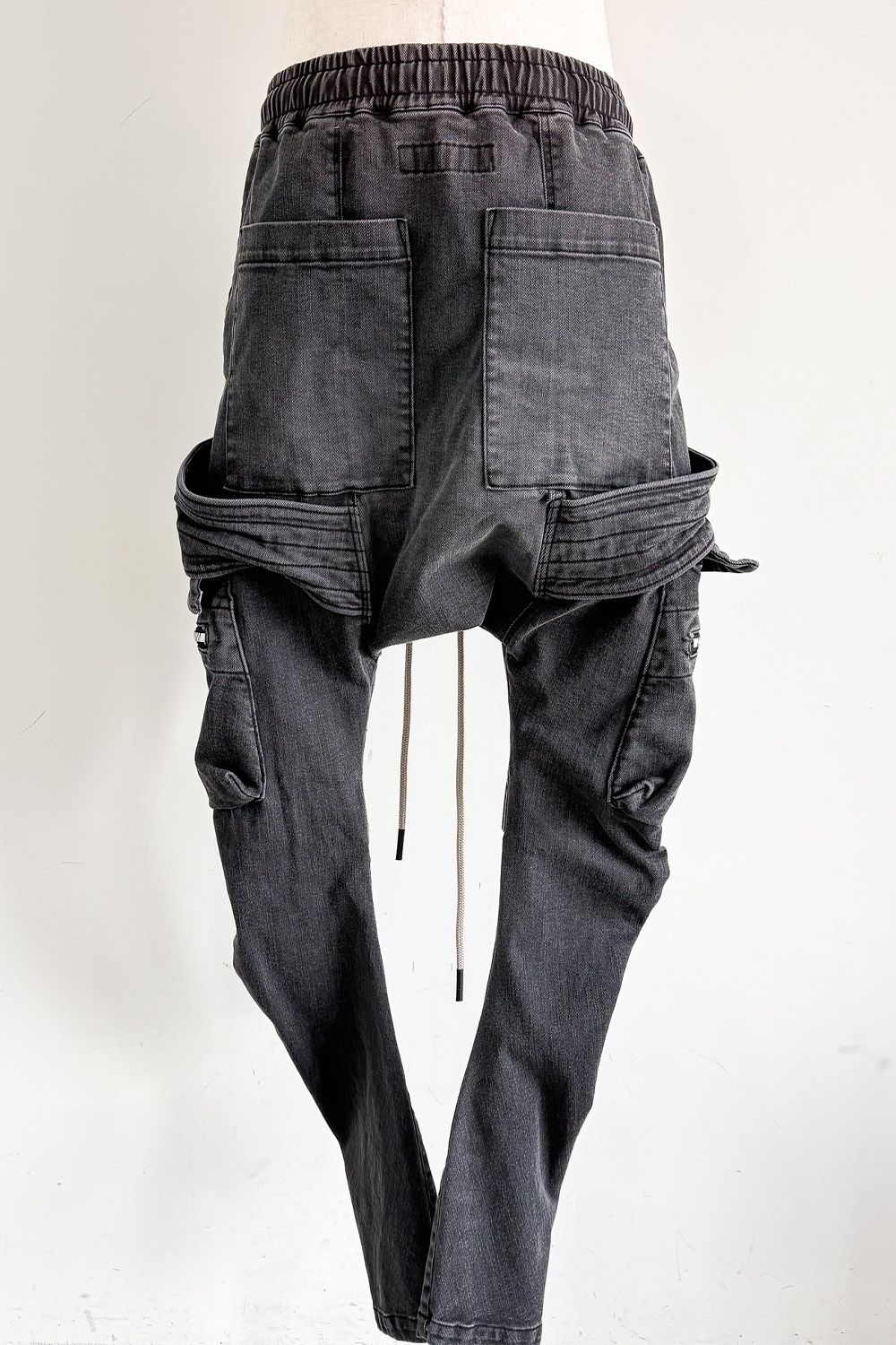 サルエルカーゴスキニーデニム / Indigo Denim Cargo Sarouel Skinny / ダメージブラック / ag-6036-2