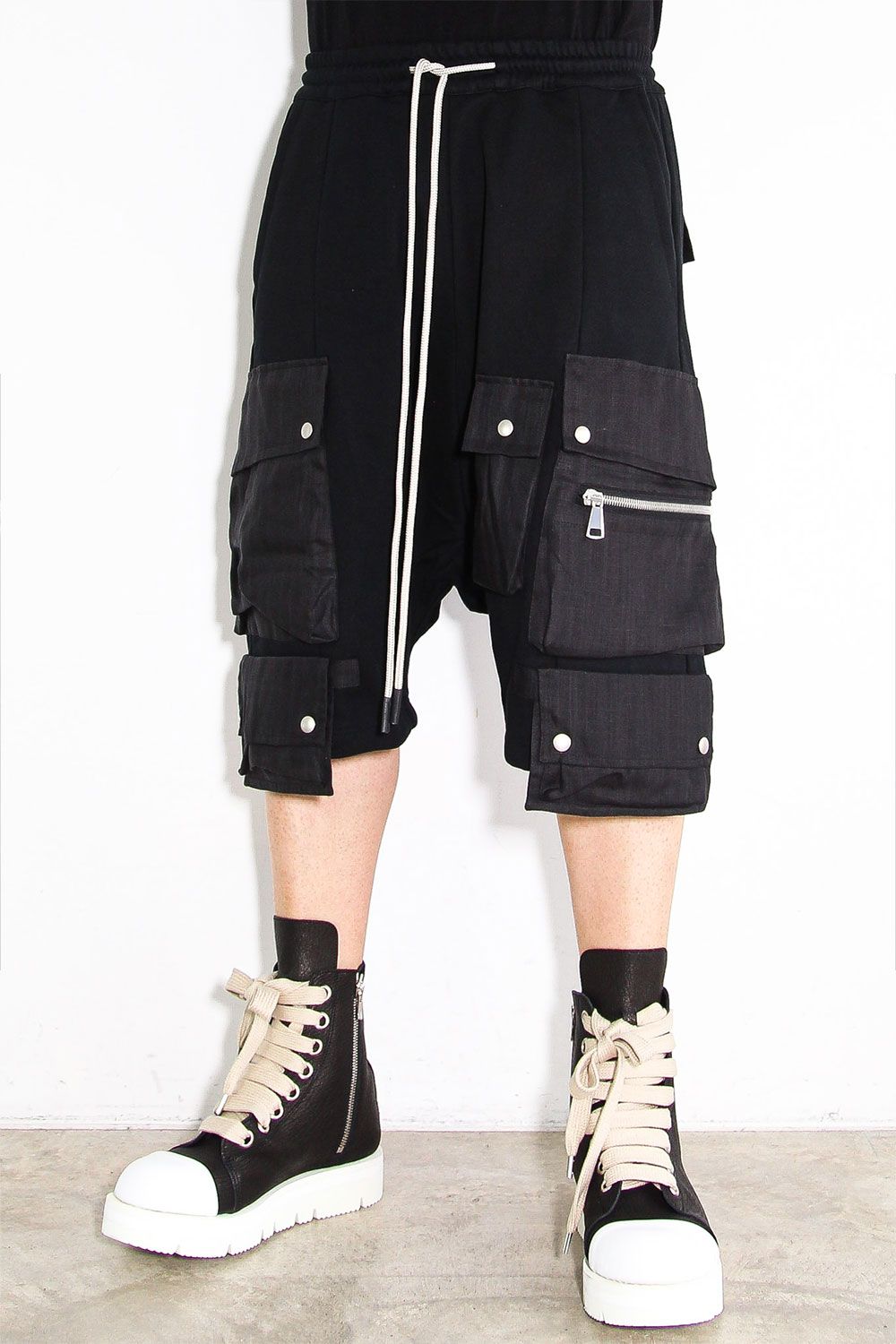 リネンコンビスウェットショーツ / Linen Combi Sweat Shorts / ブラック / ag-11035