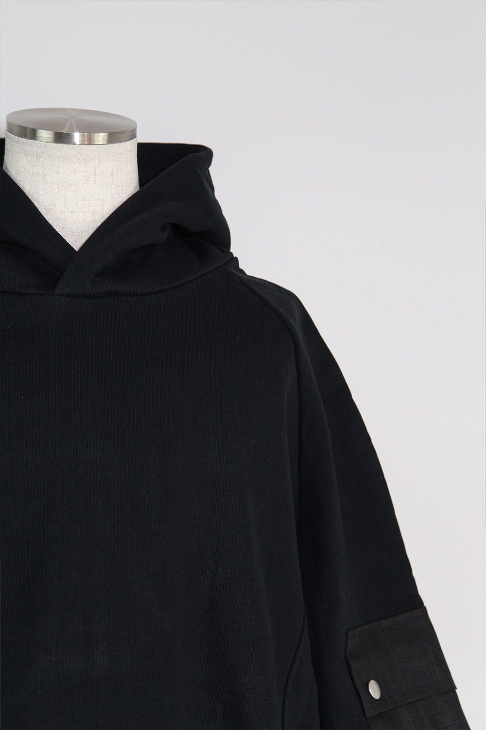 リネンコンビスウェットフーディー / Linen Combi Sweat Top / ブラック / ag-11034