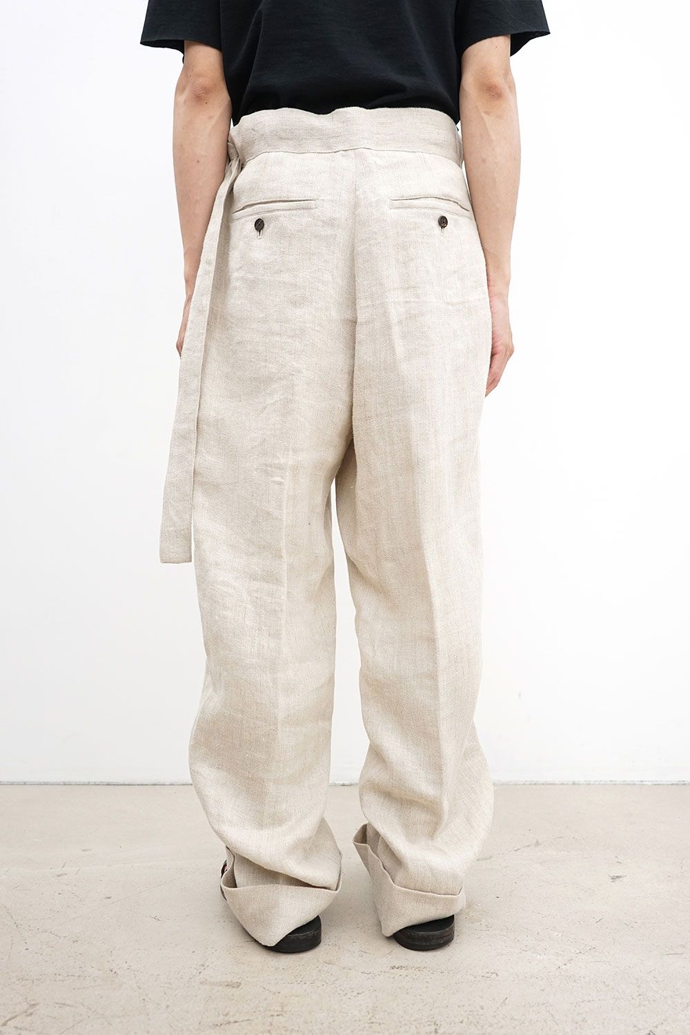 Broken Washer Double Hem Pants with Matching Belt