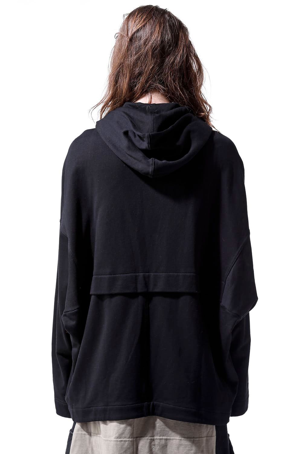 スウェットドルマンジップフーディ / Sweat Dolman Zip Hoodie / ブラック