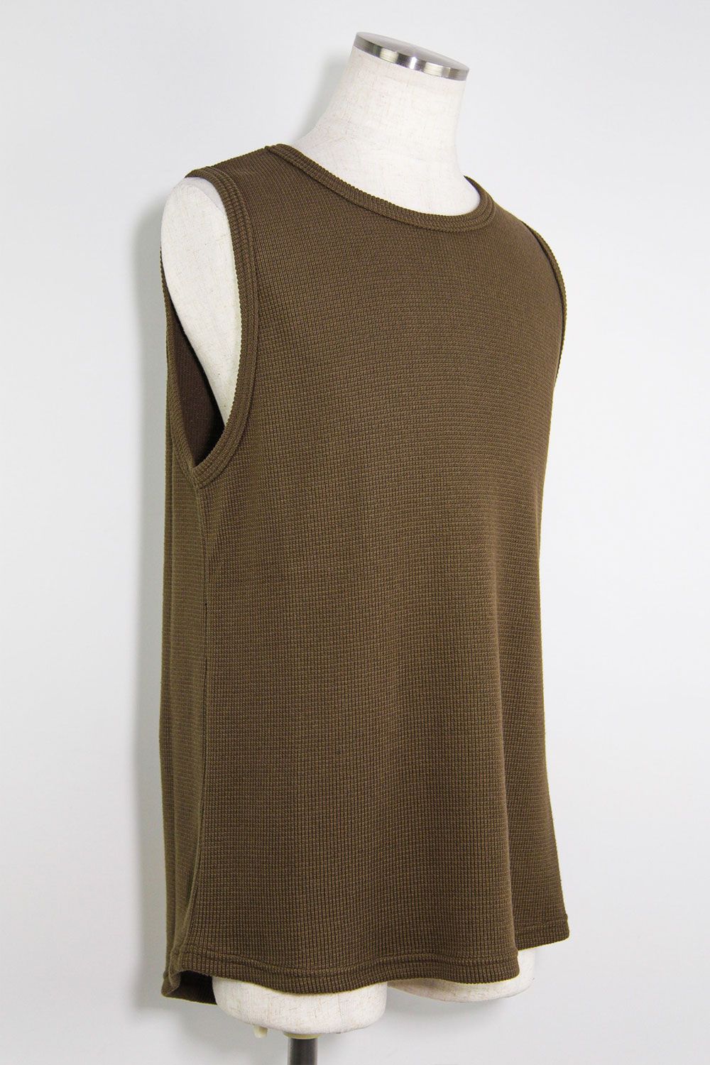 [ラスト1点 サイズ3] ミドル丈ワッフルタンクトップ / Middle Length Tank Top / オリーブ / ag-10096-1