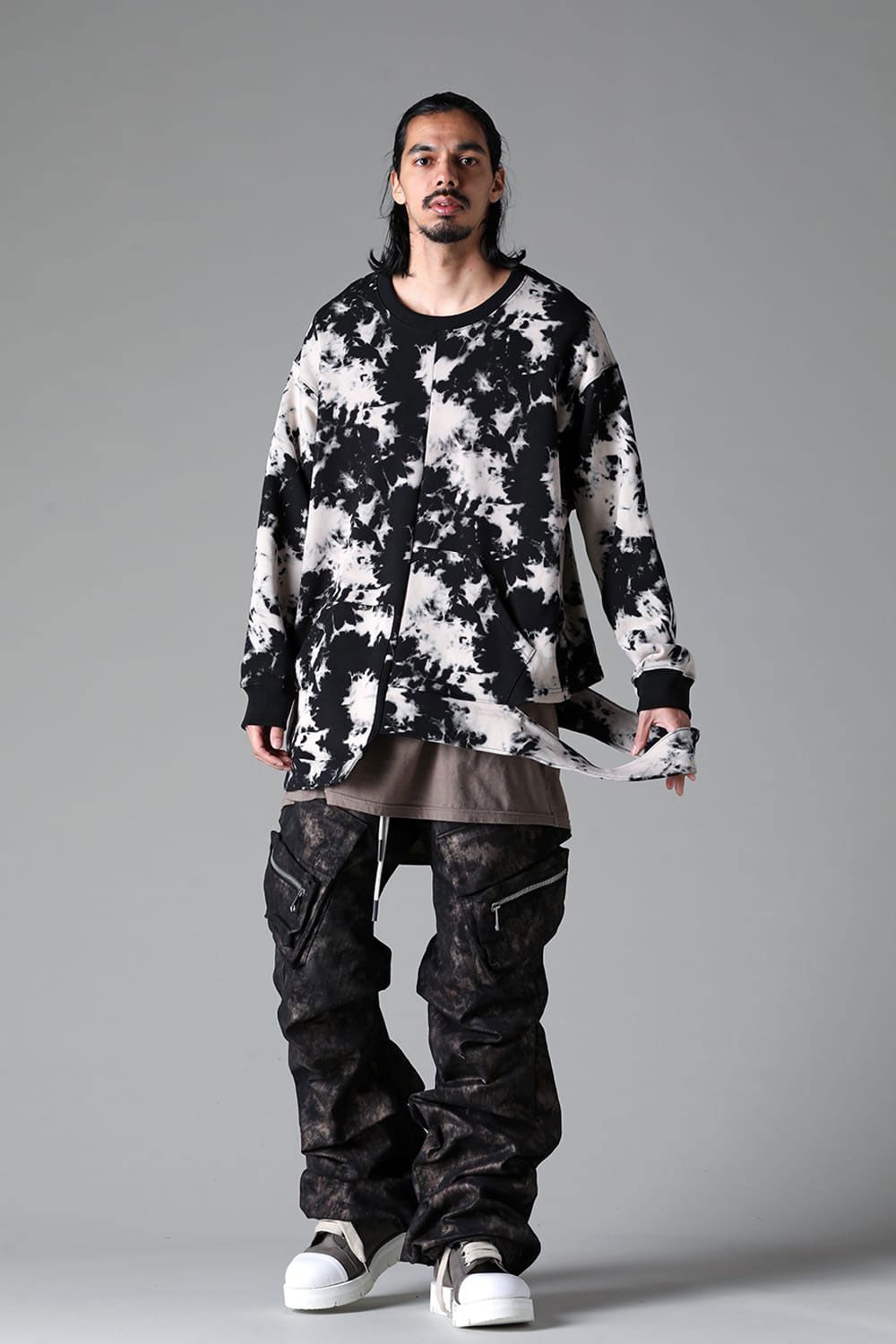 アシンメトリークルーネック / ASYMMETRY CREW NECK / ブラック×アイボリー / ag-12081-1