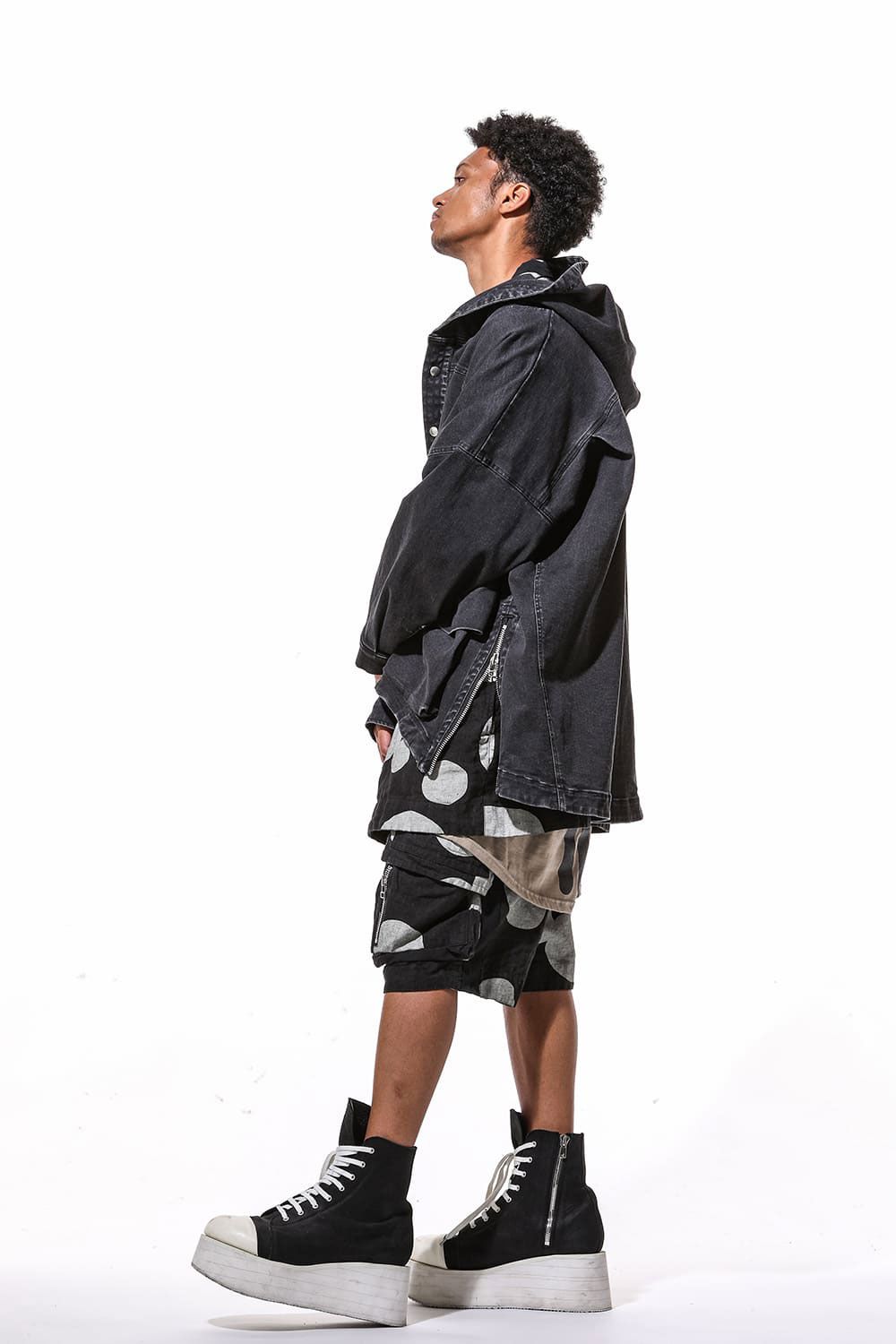 ヴィンテージデニムブルゾン / VintageDenim Hoodie Blouson / ブラック / ag-8030