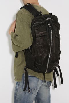 [8月〜9月入荷予定] ITALY SHOULDER GARMENT-DYED BACKPACK / ブラック