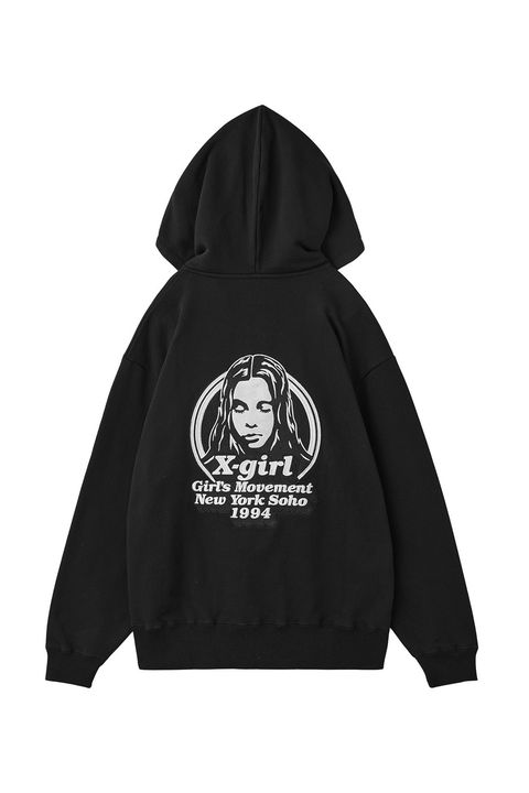 MESSAGE AND FACE ZIP UP SWEAT HOODIE / ブラック