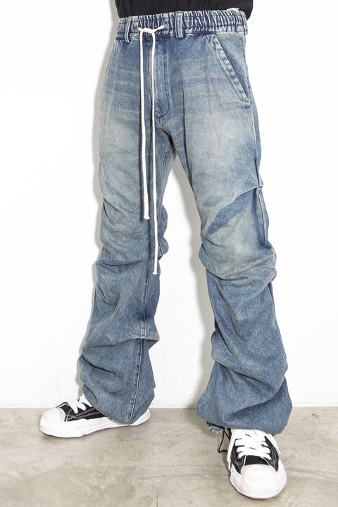 デニムタックスリムバギーパンツ / Denim Tuck Slim Baggy Pants / インディゴブルー / ag-8060