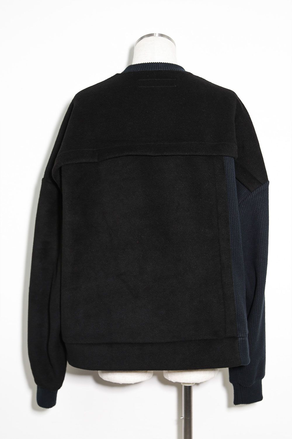 ニットコーデュロイ×フリーストップ / Knit Corduroy Combi Fleece Top / ブラック / ag-10086