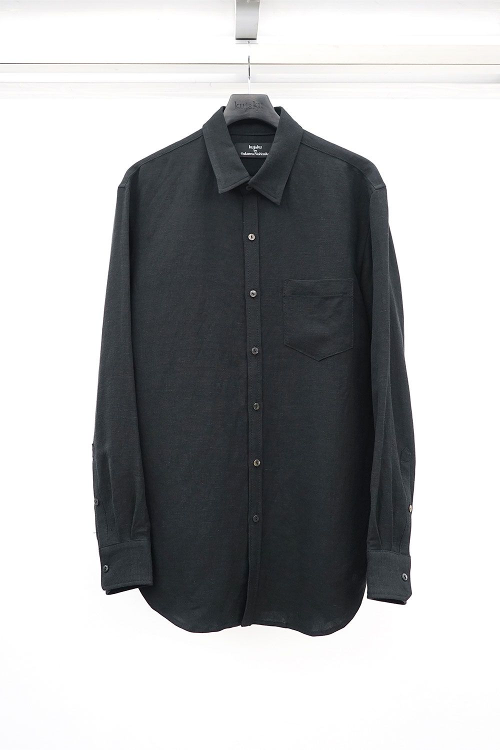 kujaku ブラウス kujaku - Air-Dried Linen Viscose Dress Shirt / ブラック | Tempt