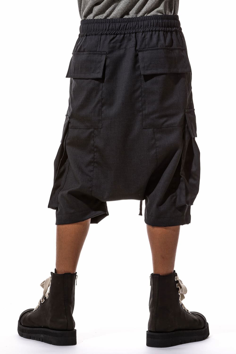 サマーウールタックポケットショーツ / Tuck Pocket Shorts / ブラック / ag-9069-1