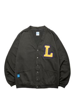 GARMENT DYED SWEAT CARDIGAN / チャコール