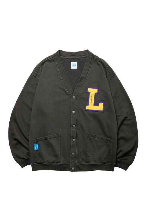 GARMENT DYED SWEAT CARDIGAN / チャコール