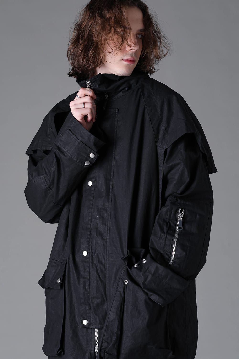 Layered Stand Collar Coat