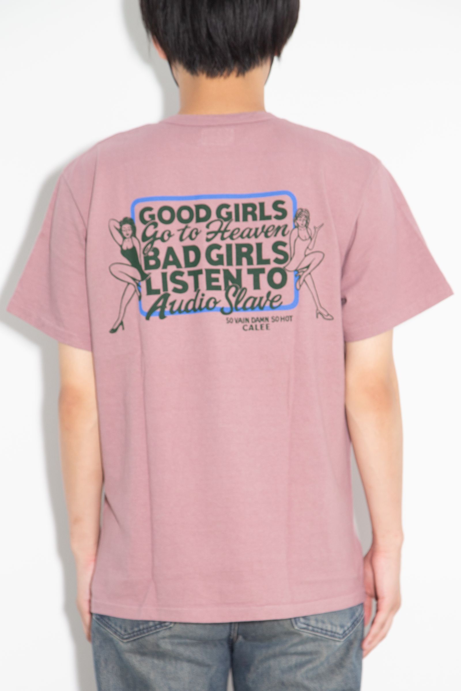 CALEE - GARMENT DYE GIRLS LOGO POCKET TEE ＜NATURALLY PAINT DESIGN