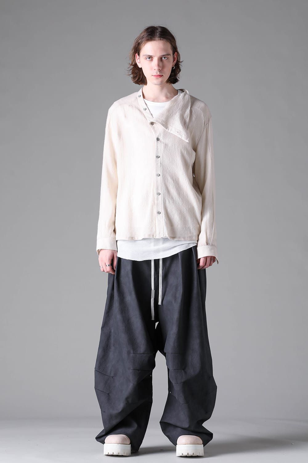 Vegan Leather Tuck Wide Pants
