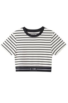 LOGO AND STRIPE CROPPED S/S TOP / マルチ