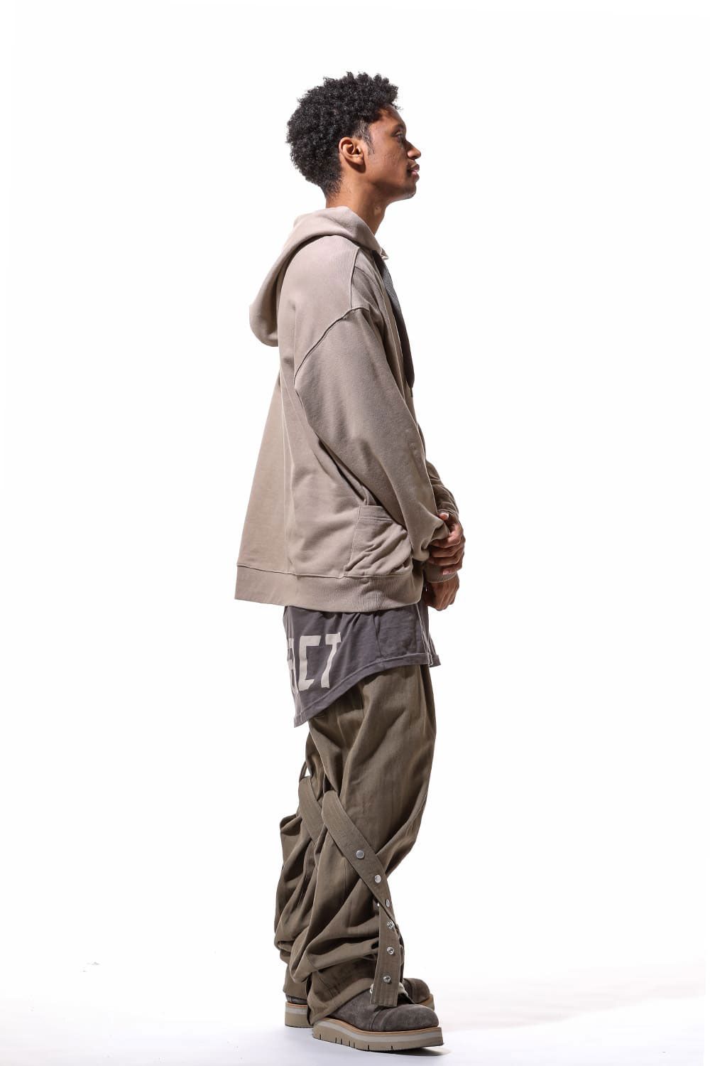 コットンリネンベルトワイドパンツ / Belt Parts Long Pants / ブラック / ag-9094-2