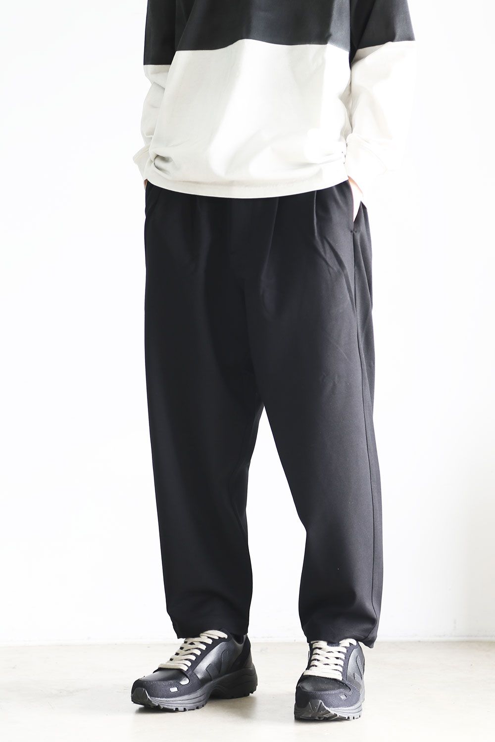 ATTACHMENT - PONTE JERSEY TWO PLEATS TAPERED FIT EASY PANTS