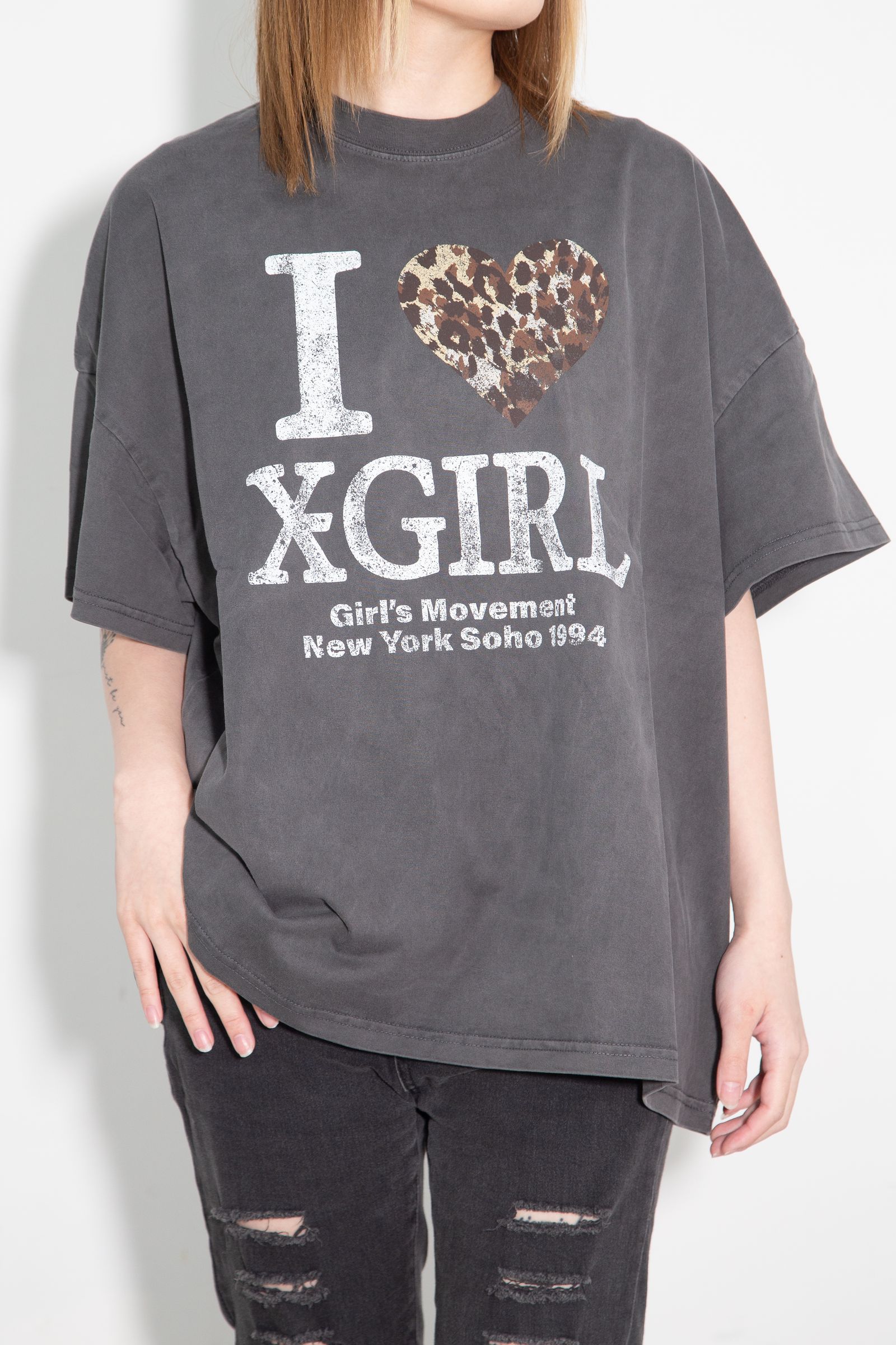FADED I LOVE X-GIRL S/S BIG TEE DRESS / ブラック