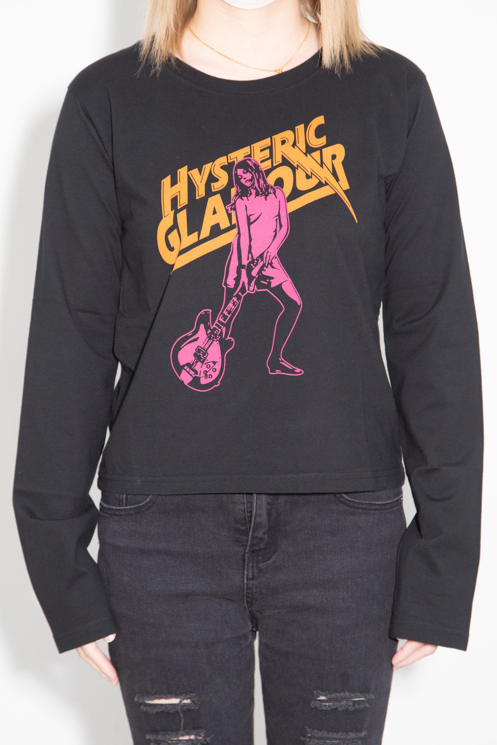 HYSTERIC LIGHTNING ショート丈Tシャツ / ブラック